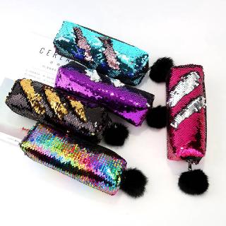 Hộp bút túi viết bóp viết hoa văn kim tuyến phản quang hộp bút trong suốt 8x22cm