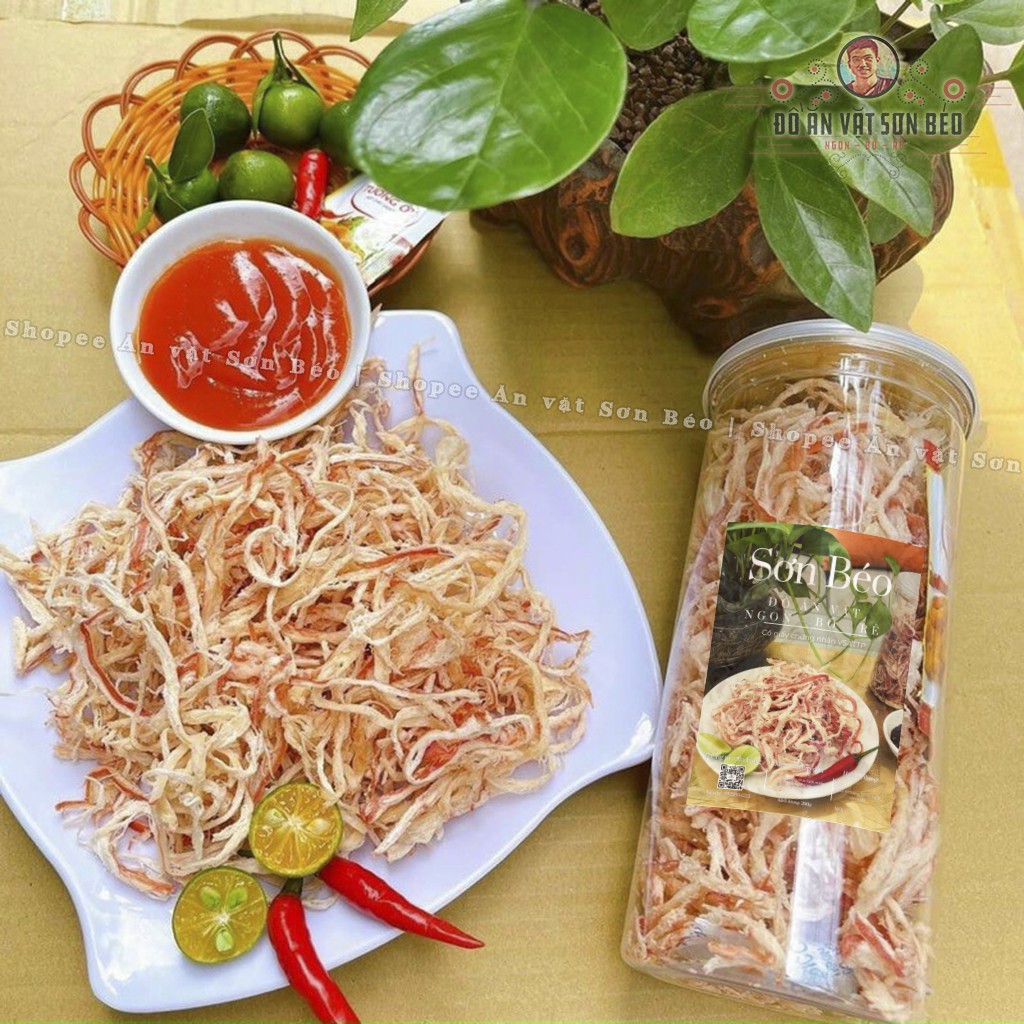 Khô mực hấp dừa xé sợi 200g loại ngon, hũ PET, thơm ngon mà rẻ  | Ăn vặt Sơn Béo | BigBuy360 - bigbuy360.vn