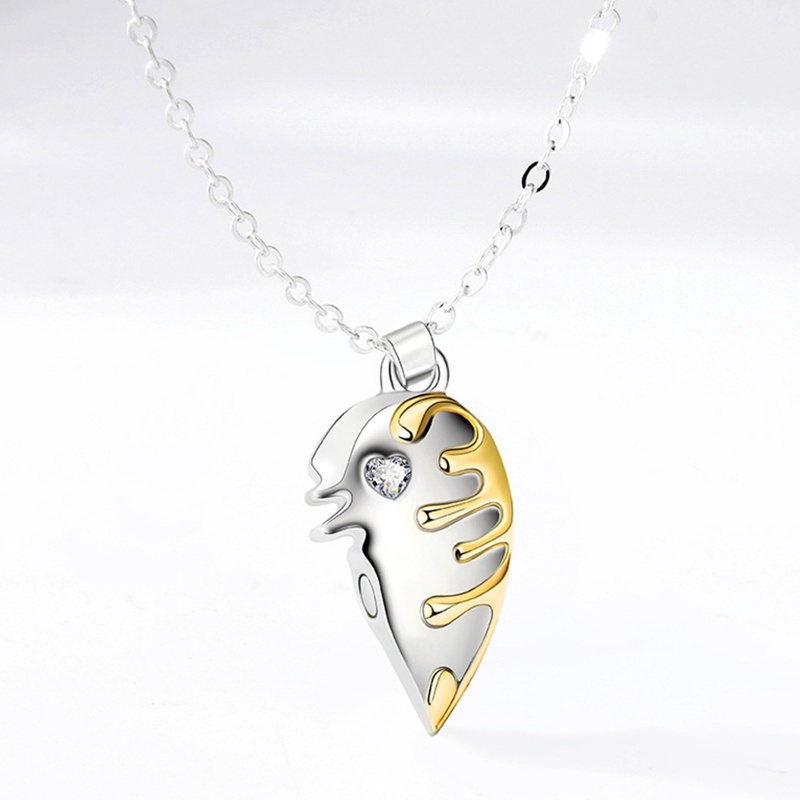 Flgo Set 2 Vòng cổ Nam Châm Mặt Hình Trái Tim Sáng Tạo Cho Cặp Đôi