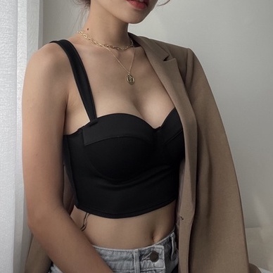 Áo Bra Croptop Thun Vai Lụa Áo Lót Nâng Ngực Có Mút La Perbra - B07