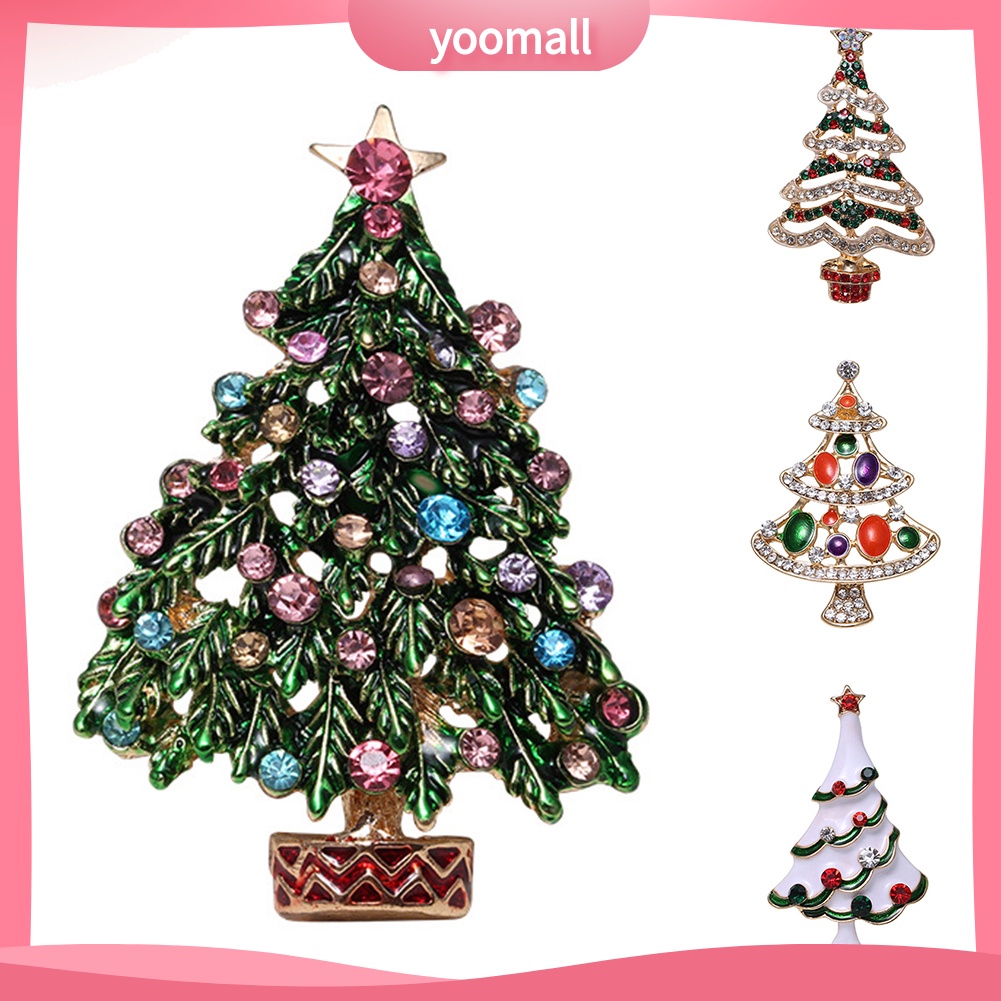Trâm Cài Áo Hình Cây Thông Giáng Sinh Có Đính Đá Cho Nữ