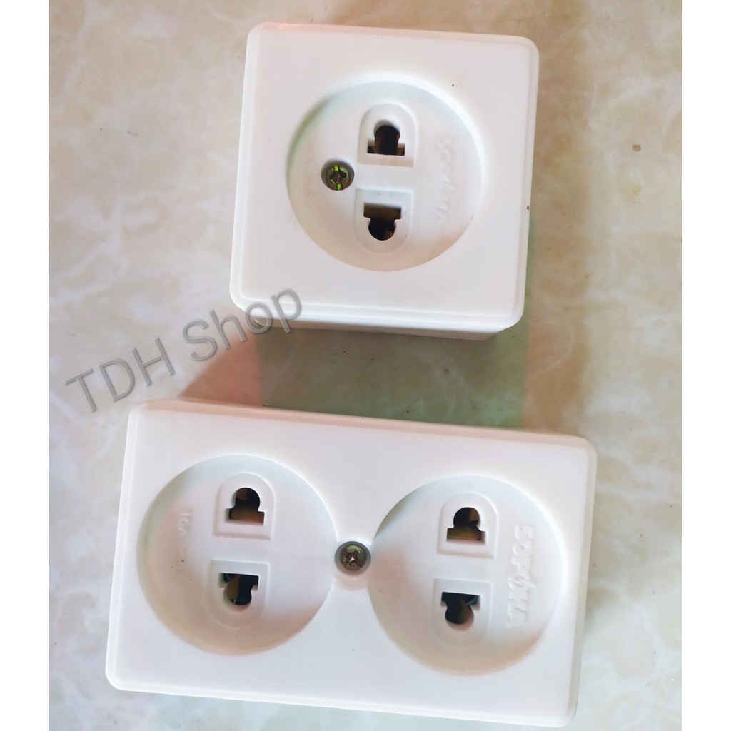 Ổ cắm điện đơn, đôi, 1 ổ cắm, 2 ổ cắm 10A 250V SOPOKA