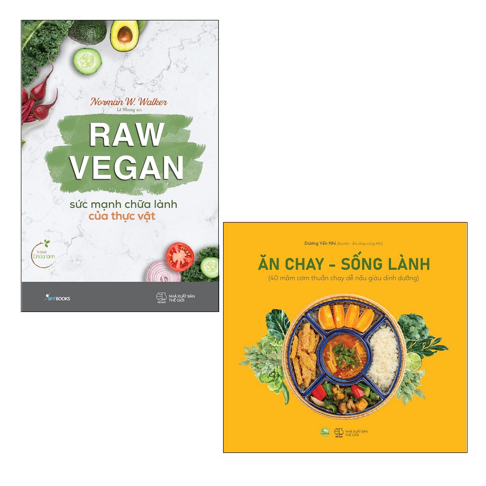 Sách AZ - Combo: Raw Vegan - Sức Mạnh Chữa Lành Của Thực Vật + Ăn Chay - Sống Lành (2 cuốn)