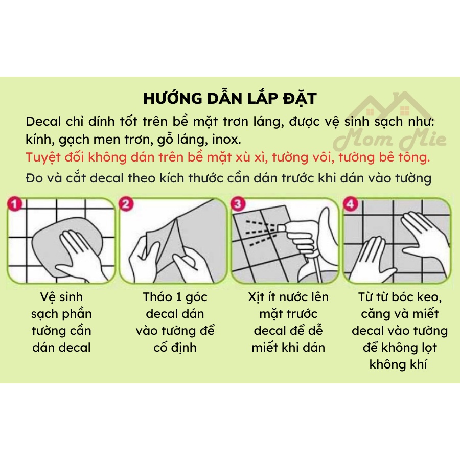 Decal dán tường nhà bếp chịu nhiệt, giấy dán tường họa tiết - K050