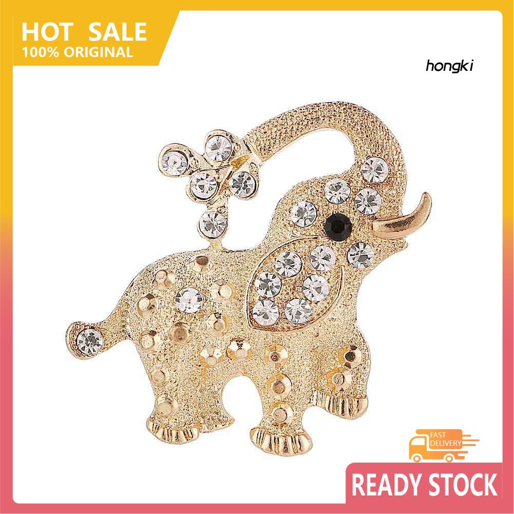 Ghim Cài Áo Hình Voi Đính Đá Nhân Tạo Thời Trang Cho Nữ