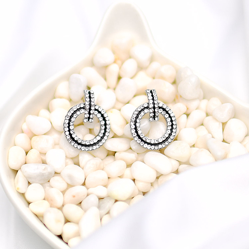 XiaoboACC Khuyên Tai Kim Bạc 925 Đính Kim Cương Nhân Tạo Kiểu Tròn Thời Trang Hàn Quốc Cho Nữ