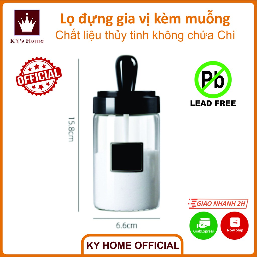 Hũ đựng gia vị thủy tinh không chì liền thìa muỗng mẫu mới nhất 2021 300ml