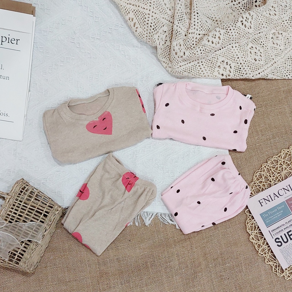 Đồ bộ bé gái dài tay AM776 - Bộ quần áo cho bé gái chất tăm mặc thu đông TTR69