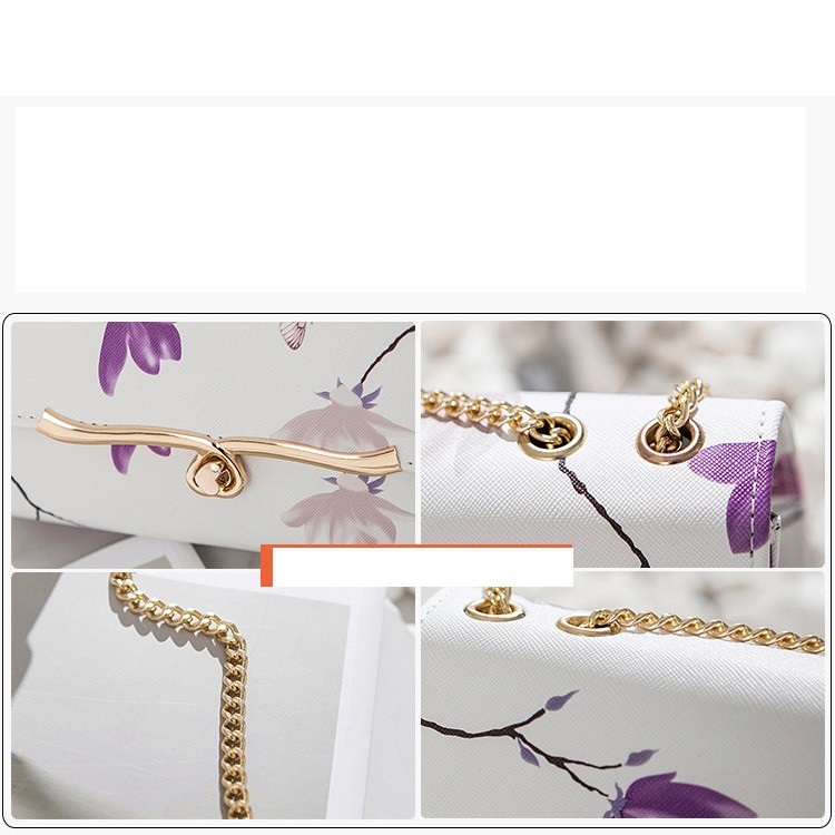 Túi Đeo Chéo Họa Tiết Giản Đơn Thanh Lịch Hoa Tím T29