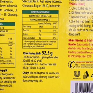 Trà túi lọc LIPTON 30 túi 52,5 gram