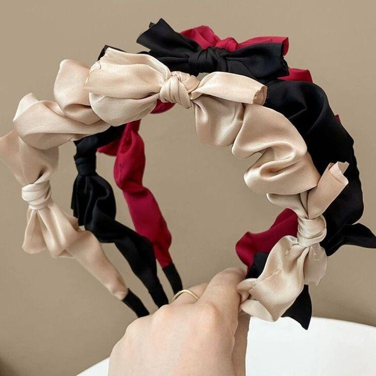 Băng đô lụa satin thắt nơ phong cách Retro Pháp - Mely T1-58