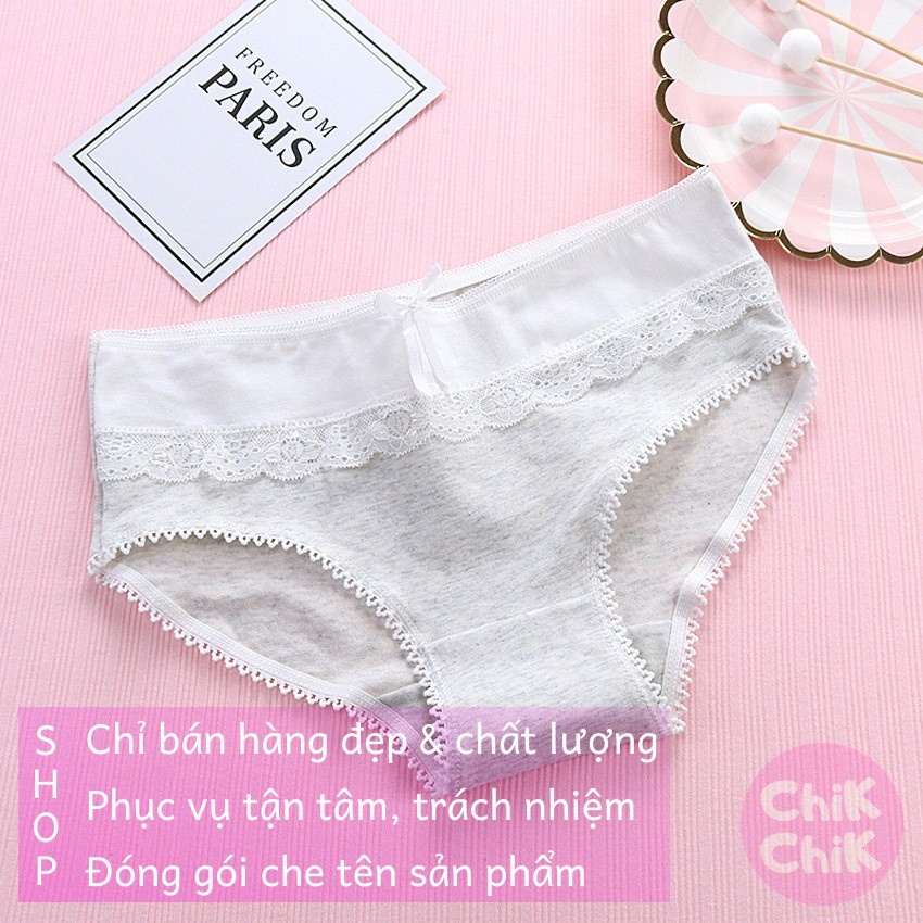 Quần lót nữ cotton điều hòa phối ren - ChikChik QL012