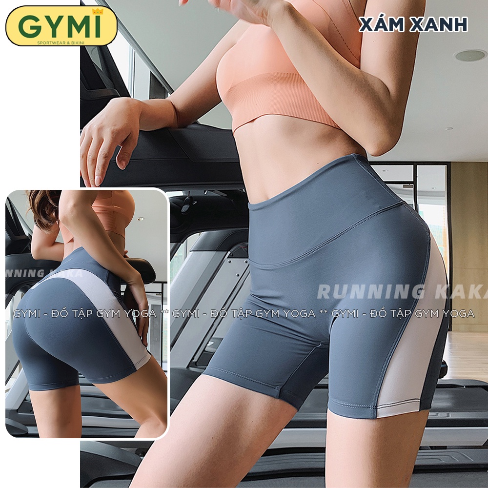 Quần tập gym yoga nữ GYMI QS19 đáng đùi short ngố biker thể thao chất liệu thun poly cao cấp co giãn nâng mông