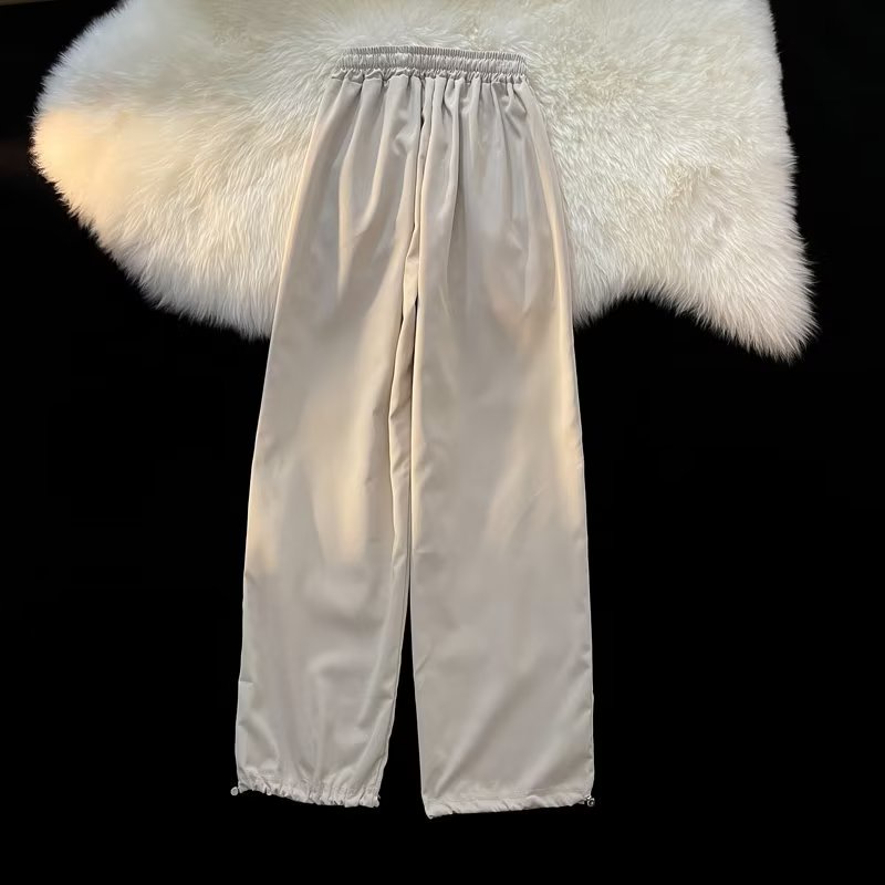 Quần ống rộng Vải Lụa Lạnh Mỏng Màu Trơn Thời Trang Đường Phố Mỹ 2022 Chất Lượng Cao Cho Nam