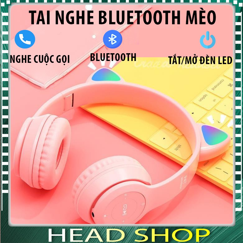 Tai Nghe Chụp tai Mèo Bluetooth P47 ST71 Headphone Dễ Thương Có Mic,Âm Bass Mạnh Mẽ PIN TRÂU HEAD SHOP