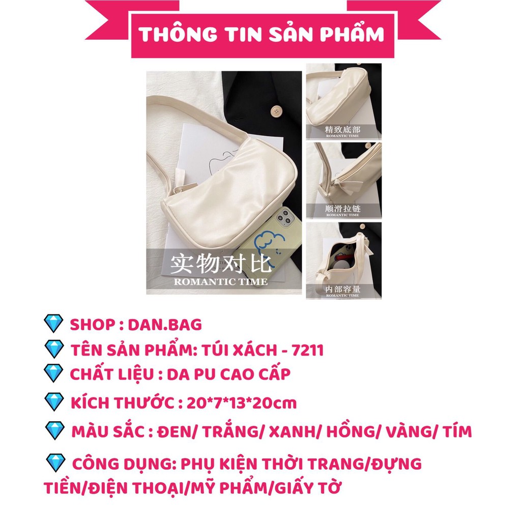 Túi Xách Nữ Mini Da PU Cao Cấp - Túi Kẹp Nách Nữ Da Trơn phối dây dẹt kẹp nách nữ tính điệu đà mã 7211