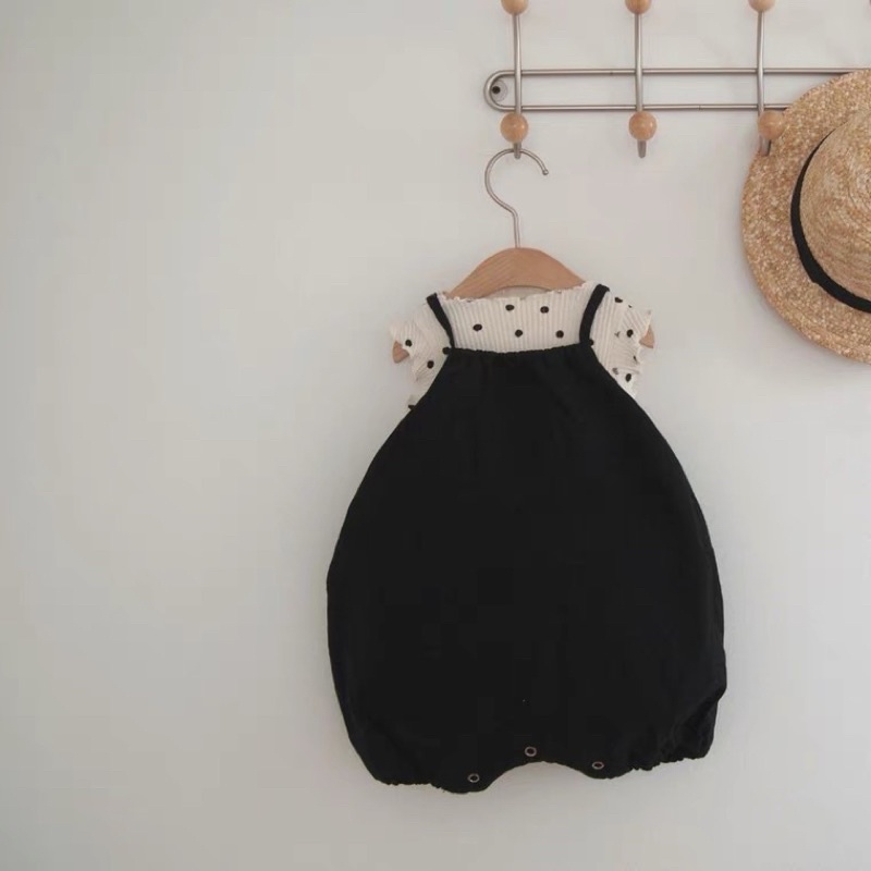 Set bộ yếm + áo, băng đô chấm bi siêu xinh cho bé gái đáng yêu mặc đi chơi, đi dự tiệc.