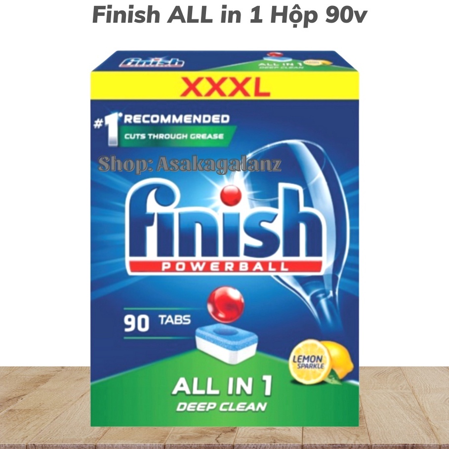Viên rửa bát Finish All in 1 90 viên, Hương Chanh - [ Hàng Chính Hãng ].