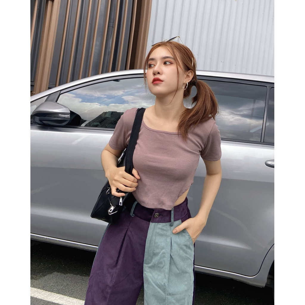 Áo Croptop cổ tròn Cut Out Thời Trang Hàn Quốc mẫu 408 | BigBuy360 - bigbuy360.vn