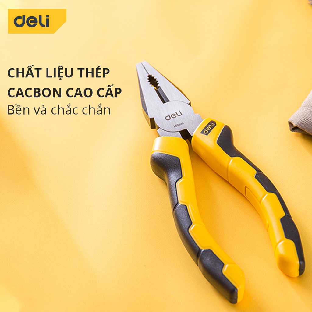 Kìm Đa Năng 6-8 inch Deli Cao Cấp Chính Hãng - Chất Liệu Thép Cacbon Siêu Bền - Có Thể Sử Dụng Nhiều Mục Đích - EDL2006