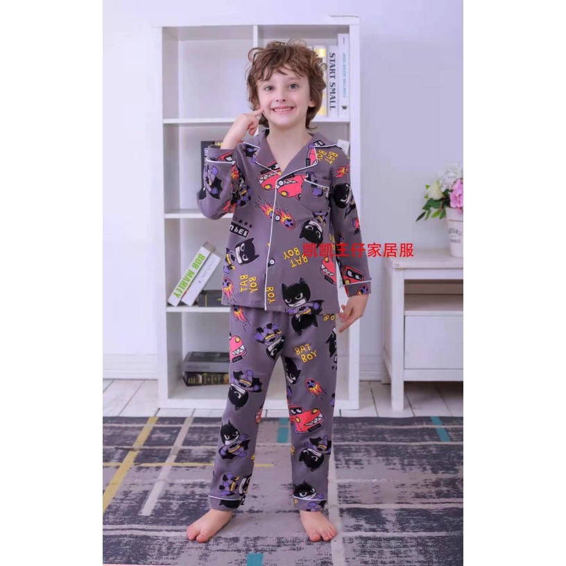 Bộ quần áo trẻ em dài tay Bộ pijama Chất liệu cotton cho bé trai từ 10-25kg PIKA KIDS