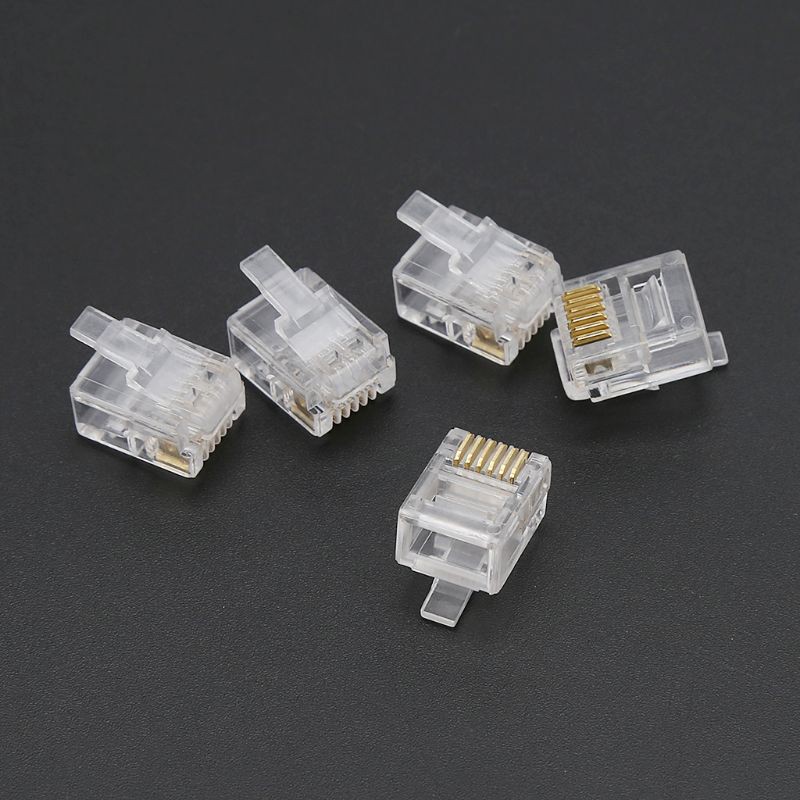 100 Đầu Nối Dây Cáp Điện Thoại Rj12 6p6c