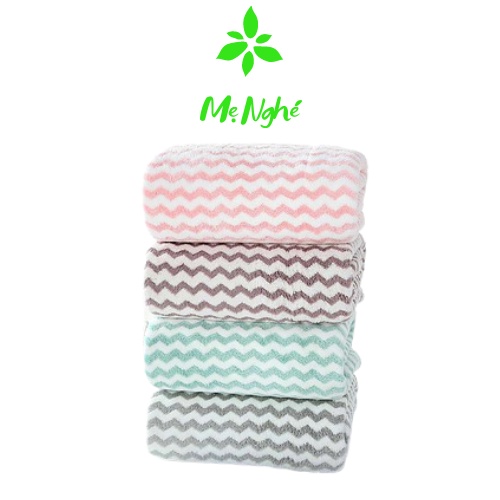 Khăn tắm lông cừu cỡ đại xuất Hàn khổ 70x140cm họa tiết kẻ sọc siêu dày, mềm mịn, thấm hút cực tốt - Siêu Thị Mẹ Nghé