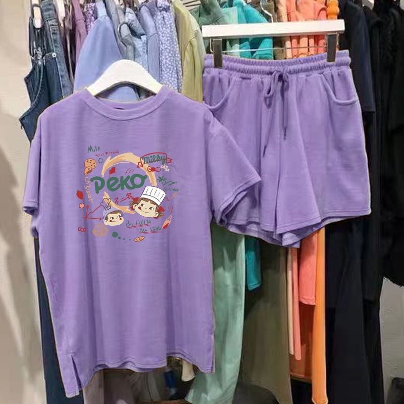 Set Đồ Thể Thao Áo Thun Tay Ngắn + Quần Short Dáng Rộng Thời Trang Mùa Hè Mới Cho Nữ