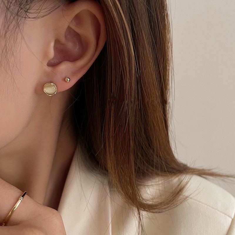 We Flower Set 6 khuyên tai 14K đính đá opal phong cách Vintage đơn giản cho nữ