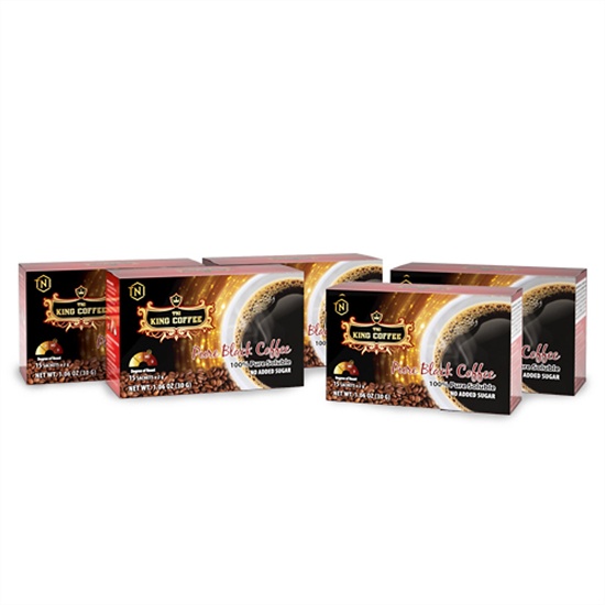 Combo 5 Cà Phê Hòa Tan Đen Thuần Khiết KING COFFEE - Hộp 15 gói x 2g