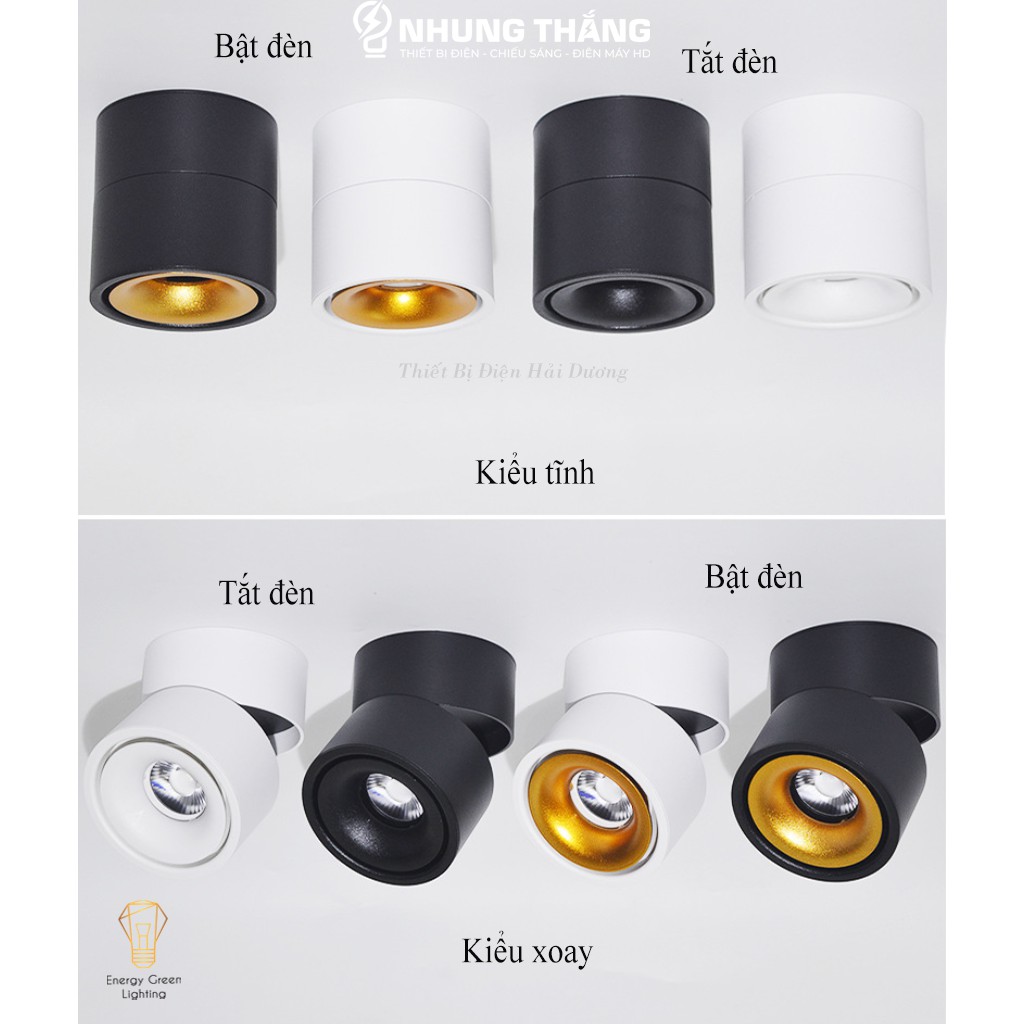 Đèn LED Ống Bơ 7w-10w - Xoay Góc Chiếu 360 Độ - Ánh Sáng Vàng - 2 Màu - Thân Nhôm Tản Nhiệt - Bảo Hành 12 Tháng