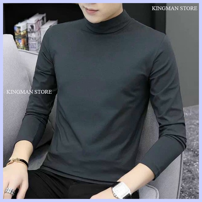 Áo Giữ Nhiệt Nam Cổ 3 Phân, Áo Thun Nam Dài Tay Co Dãn 4 Chiều Chất Cotton Cao Cấp - Kingman Store | BigBuy360 - bigbuy360.vn