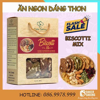 Bánh giảm cân ăn kiêng❤cao cấp❤bánh biscotti mix 3 vị, nguyên cám 100%, ko đường, hộp 500g