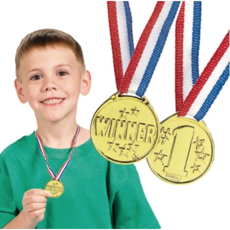 Đồ chơi huân chương trao giải thưởng nhất nhì ba vàng bạc đồng bằng chất liệu nhựa dùng trong hội thao/tiệc tùng