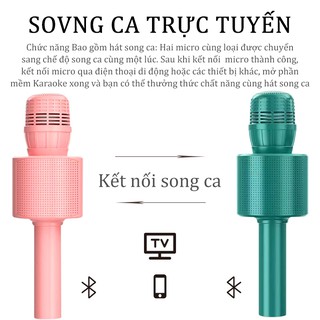 K9 Mic Hát Karaoke Bluetooth Không Dây Kèm loa Âm vang Ấm mic hát karaoke cầm tay mini micro [NBK9]