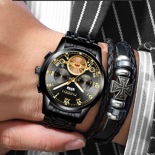 Đồng hồ nam chính hãng FNGEEN, Đồng hồ nam chính hãng đẹp  dây thép cao cấp không gỉ 4001 - Aka Mart | BigBuy360 - bigbuy360.vn