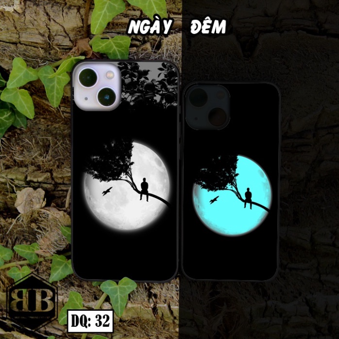 Ốp lưng kính Dạ Quang Iphone 13 / Iphone 13 Mini phát sáng trong đêm hình gấu siêu xinh