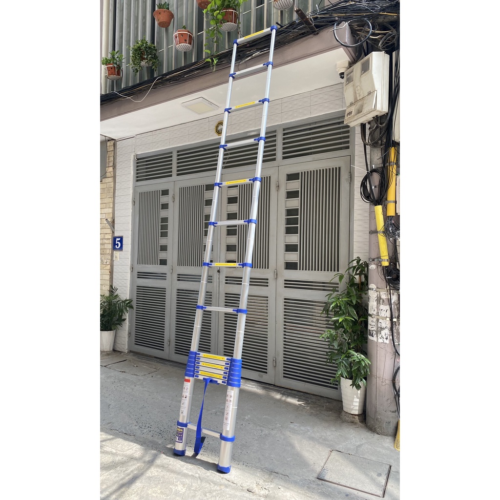 Thang nhôm rút đơn NiNDA Nhật Bản màu xanh 3m2, 3m8, 4m4, 4m8, 5m