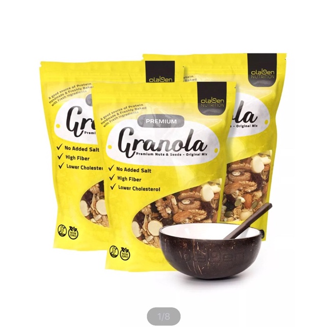 Combo hạt dinh dưỡng 3 Granola + Chén muỗng dừa Combo Granola Premium