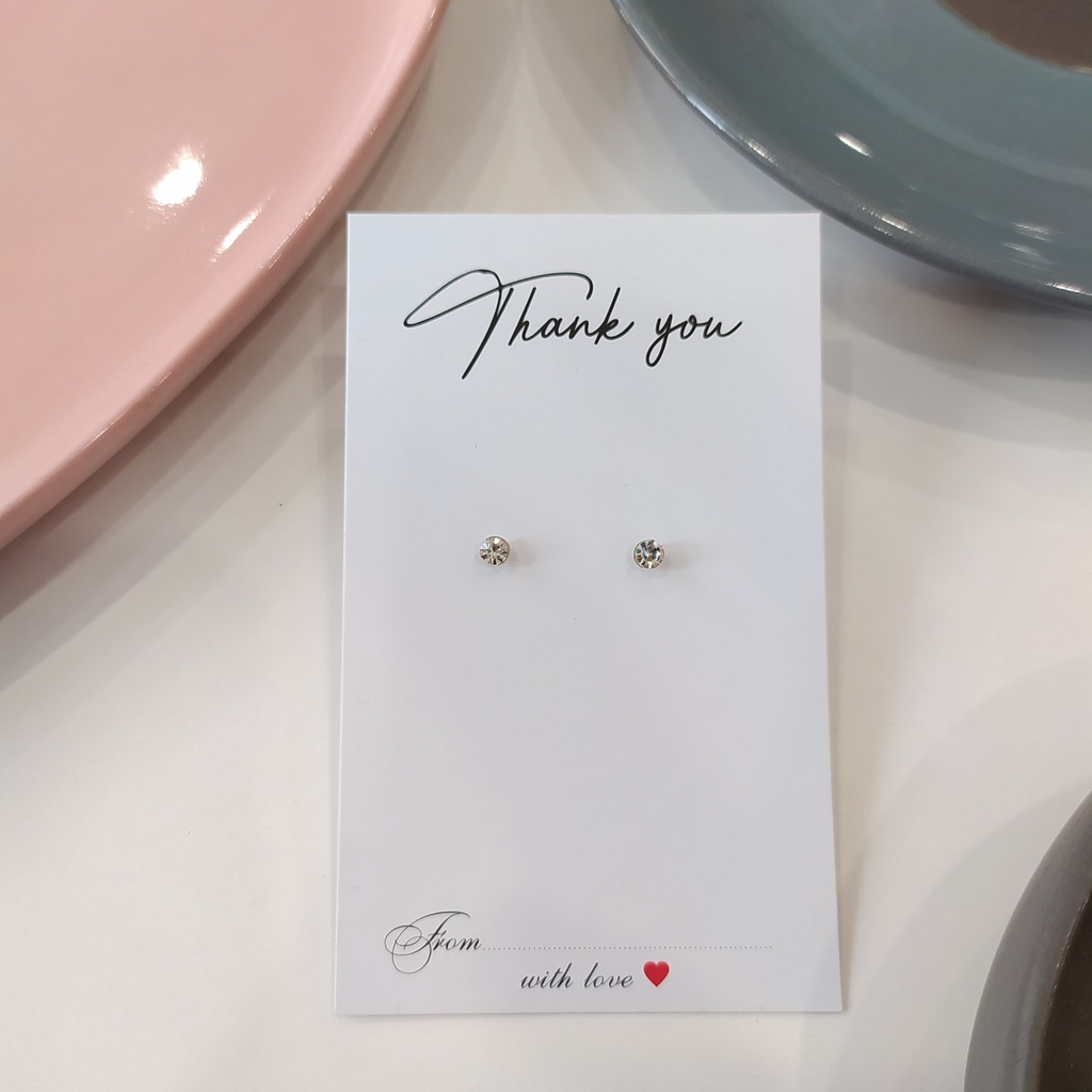 Hoa tai,bông tai kèm thẻ cảm ơn - thiệp in chữ Thank you cho shop bán hàng online