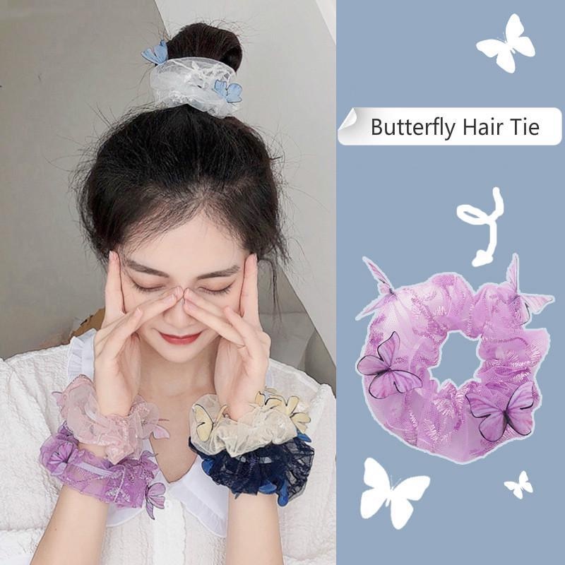 Băng Đô Vải Tuyn Co Giãn Phối Ren Hình Bướm Trong Suốt Thời Trang Hàn Quốc