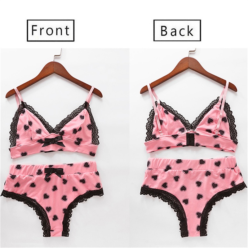 [Louislife] Lace Bra Straps Pajamas Women Two Piece V-Neck Sleeveless Thong Suits Bowknot