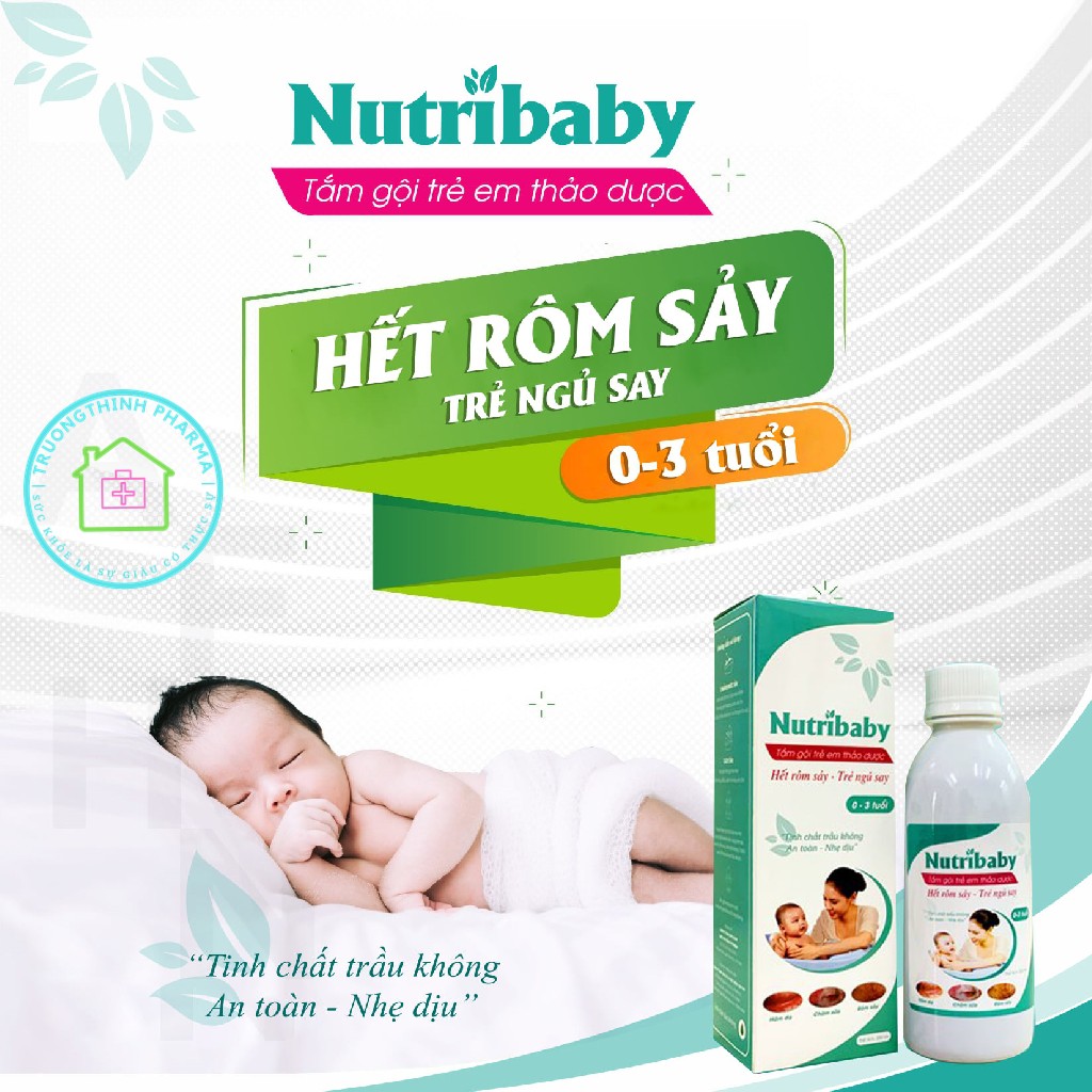 Nước tắm gội trẻ em thảo dược sạch vảy da dầu, lông măng, chàm sữa Nutribaby