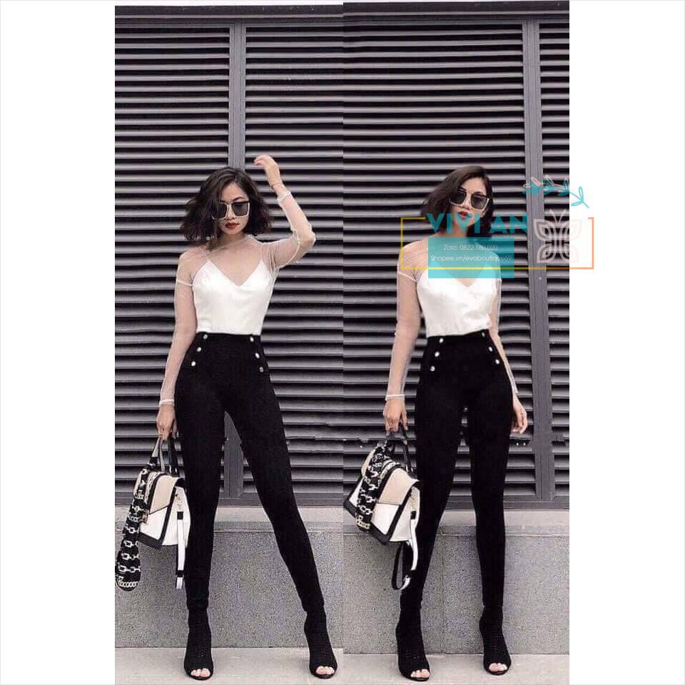 Quần Tregging Cạp Cao [Hàng Cao Cấp] Quần 6 Cúc Sang Chảnh, Chất Umi Hàn Dày Dặn, Mặc Siêu Tôn Dáng, Hàng VNXK | BigBuy360 - bigbuy360.vn