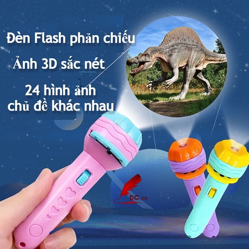 Đèn Pin Chiếu Ảnh 24 Hình Cho Bé, Nhựa ABS antoanf cho sức khỏe ( CÓ SẴN PIN )