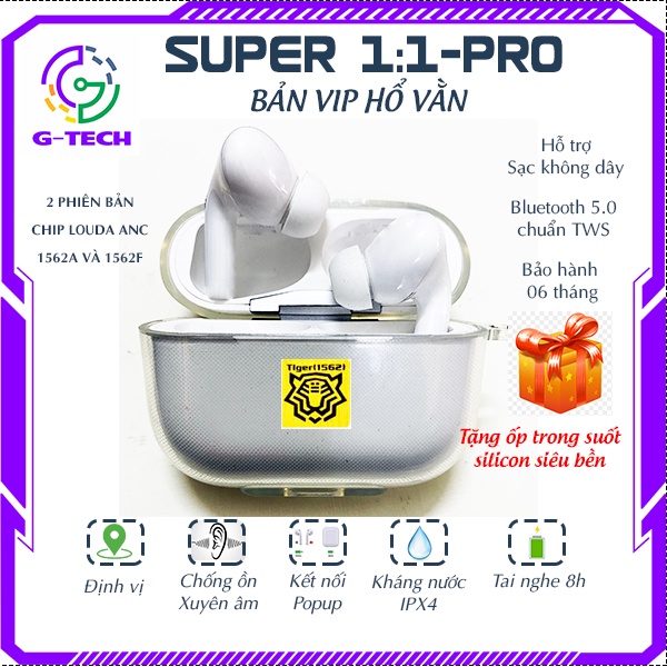 Tai nghe bluetooth nhét tai AP PRO hổ vằn chip luoda 1562a và 1562f cảm biến xuyên âm chống ồn sạc không dây pin nghe 8h