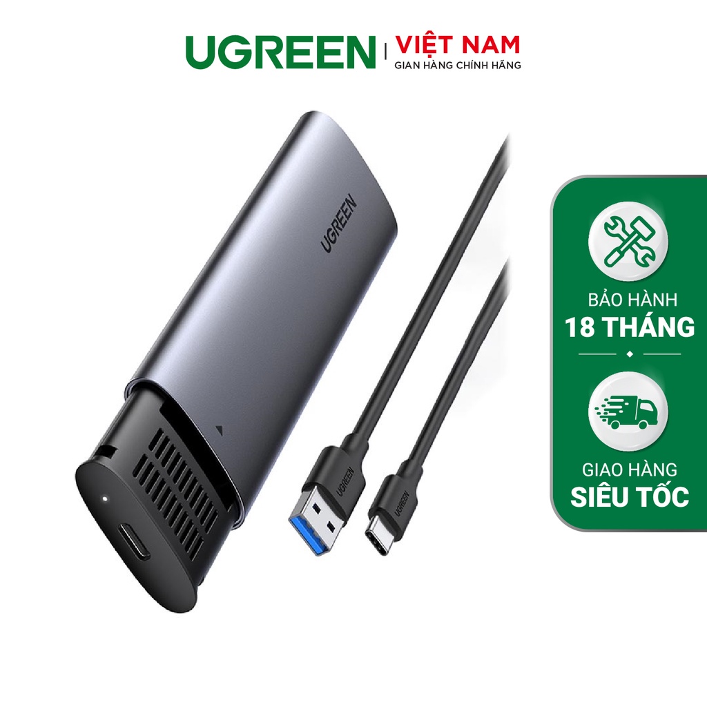 Vỏ đựng ổ cứng dành riêng cho SSD NVME PCle M.2 M-Key và M+B Key lên đến 2TB đầu cắm type C UGREEN CM400 10902