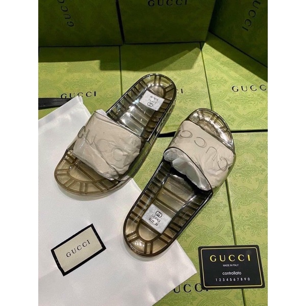 Dép quai ngàng nam nữ, Dép gucci  quai trong 3 màu cao cấp full hộp