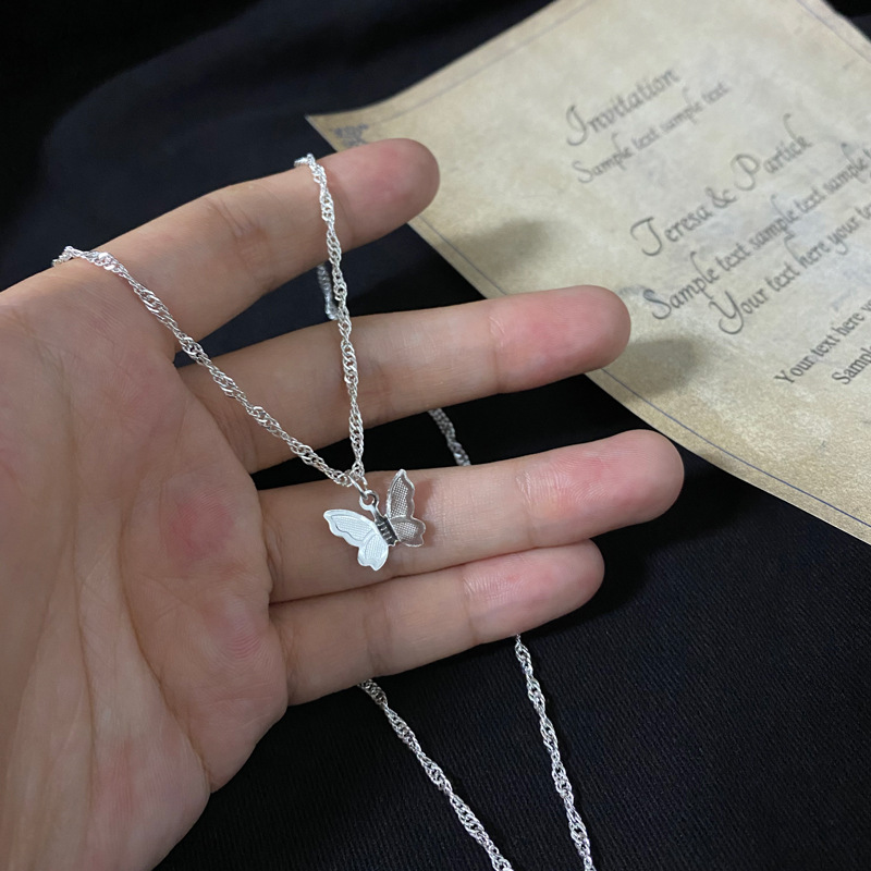 [Giao Hàng Miễn Phí] Dây Chuyền Sợi Xích Ngắn Mặt Hình Bướm Phong Cách Hàn Quốc Dễ Phối Đồ 23592