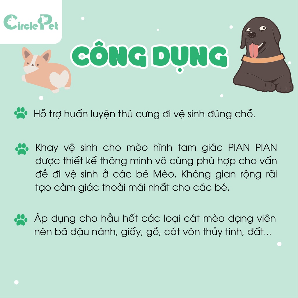Khay vệ sinh cho chó Pian Pian chống văng cát chất liệu nhựa cao cấp P1121 45 x 33 x 16 cm - Circle Pet